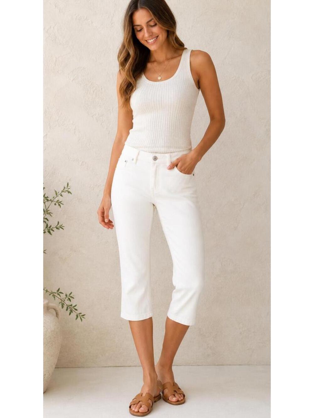 Burberry Euston Capri Pants Women’s 27W white Cropped Designer Casual